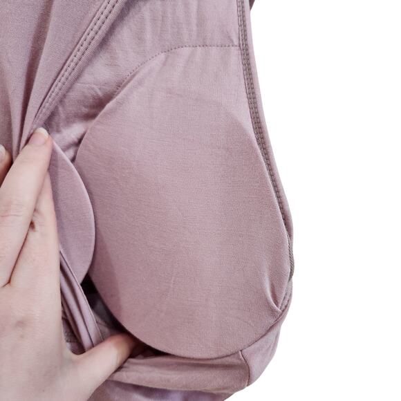 Klassy Network Brami Built In Bra Cropped Tank Top Crew Neck Padded Pink Medium - Picture 6 of 8